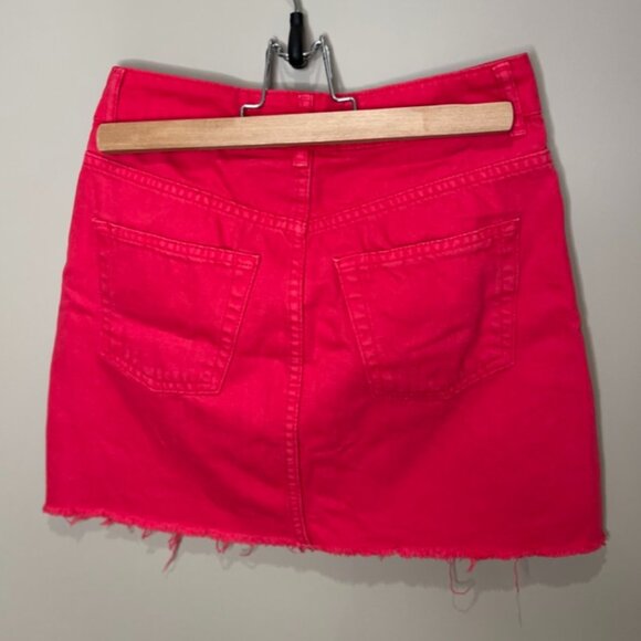 Topshop Moto Red Denim Mini Skirt - Size 2 - Picture 3 of 4